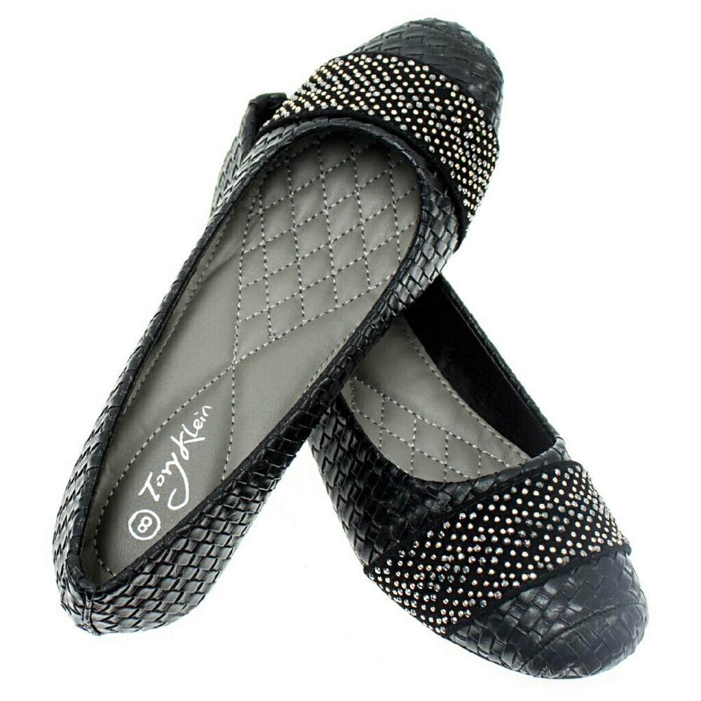 Tory K Women Studded Wedge Pumps, b-1400W, Black